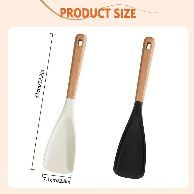 Silicone Cooking Spoon, 1 Count Multifunctional Long Handle Salad Pizza Spatula, Household Kitchen Products for Home Dining Room Picnic 1