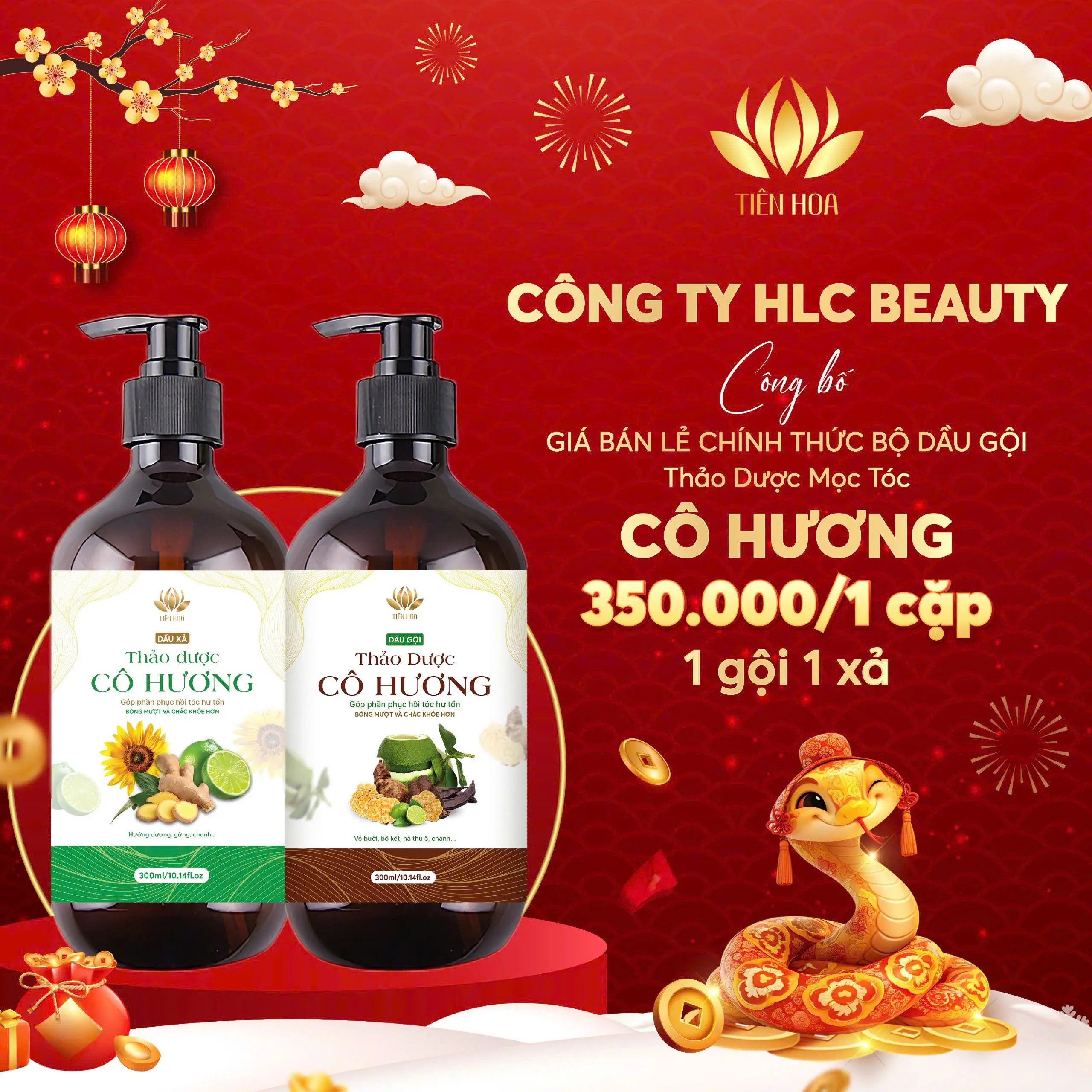 Dầu Gội - Dầu Xả Thảo Dược Cô Hương giúp hỗ trợ tóc mọc suôn mềm