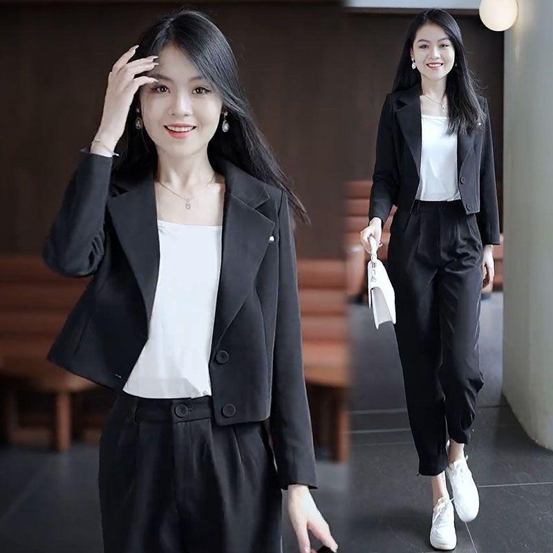 Product Introduction of Đơn / Bộ Đồ Phong Cách Phương Tây Bộ Đồ Lô Hàng Ngắn Phù Hợp Với Phụ Nữ Thời Trang Nhỏ Mới Bộ Đồ Nhỏ Quần Harem Bộ Hai Mảnh Women Áo 5
