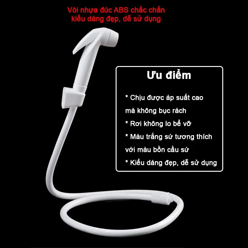 Bộ vòi xịt vệ sinh nhựa ABS SVX-10 màu trắng sứ bền và đẹp 3