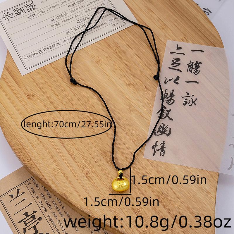 Product Introduction of Luxurious Chinese Style New Chinese Wedding Gold Fu Character Gourd Pendant Ethnic Style Premium Buddha Head Little Fat Fu Pendant Necklace 6