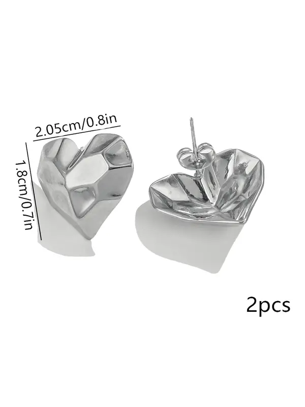 Heart Shaped Stud Earrings, Fashionable Stainless Steel Jewelry for Women & Girls, Trendy All-match & Exquisite Jewelry for Birthday Gift 3