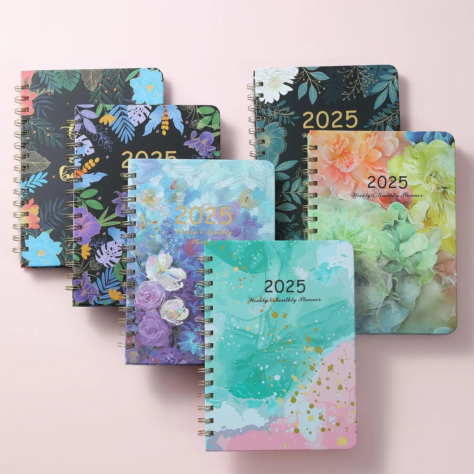 A5 2025 Weekly & Monthly Planner Notebook, 1 Count Spiral Planner Notebook, Stationery Supplies for Home School Office Students