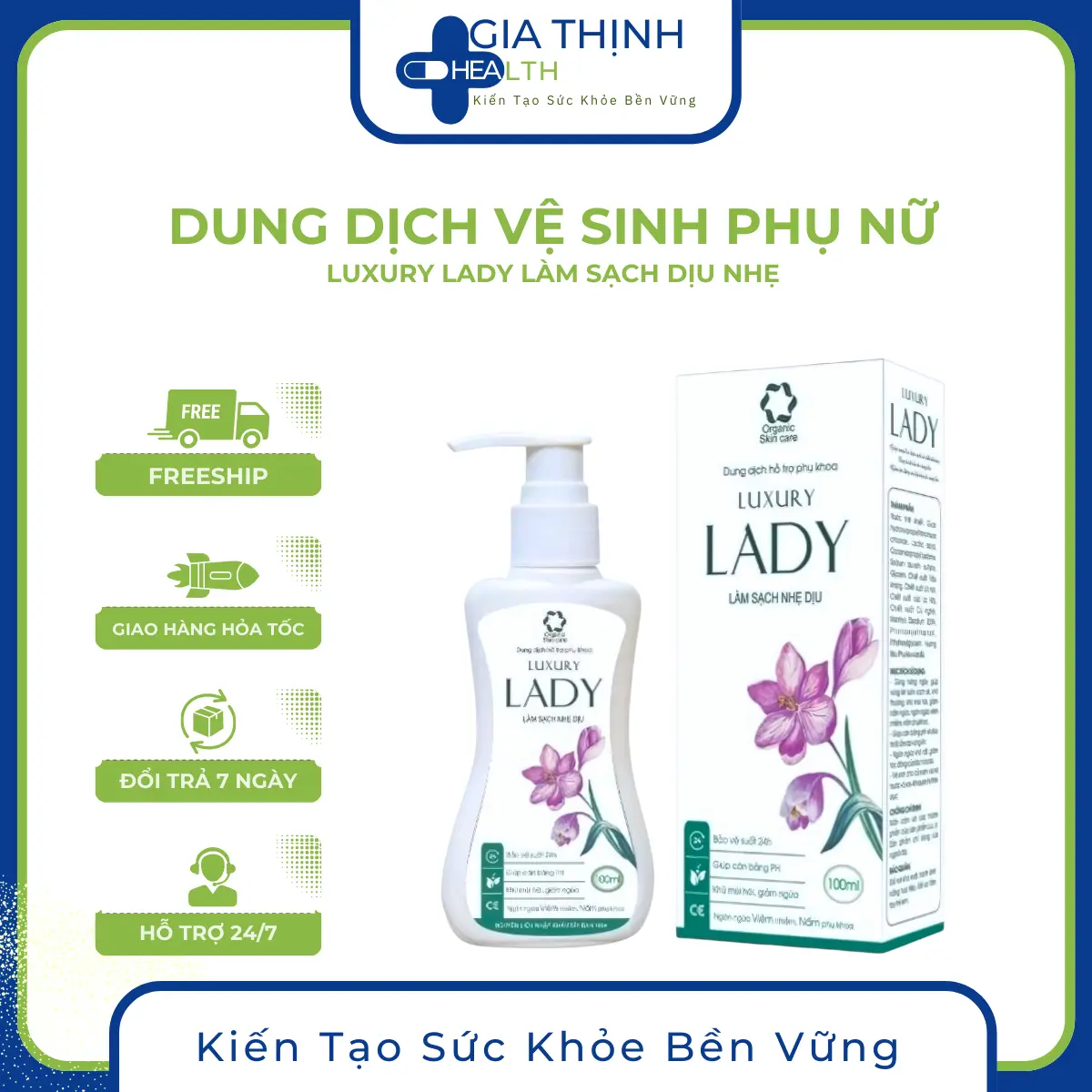 Dung dịch vệ sinh phụ nữ Luxury Lady - Ngăn ngừa Viêm nhiễm, Nấm phụ khoa