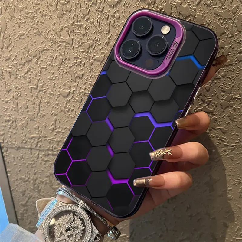 For iPhone XR X/XS XS Max 7 Plus/8 Plus 11 11 Pro 11 Pro Max 12 12 Pro 12 Pro Max 13 13 Pro 13 Pro Max 14 14 Pro 14 Pro Max 14plus/15 Plus 15 15 Pro 15 Pro Max case Cover Casing telepon IMD pola sarang lebah berteknologi tinggi 3