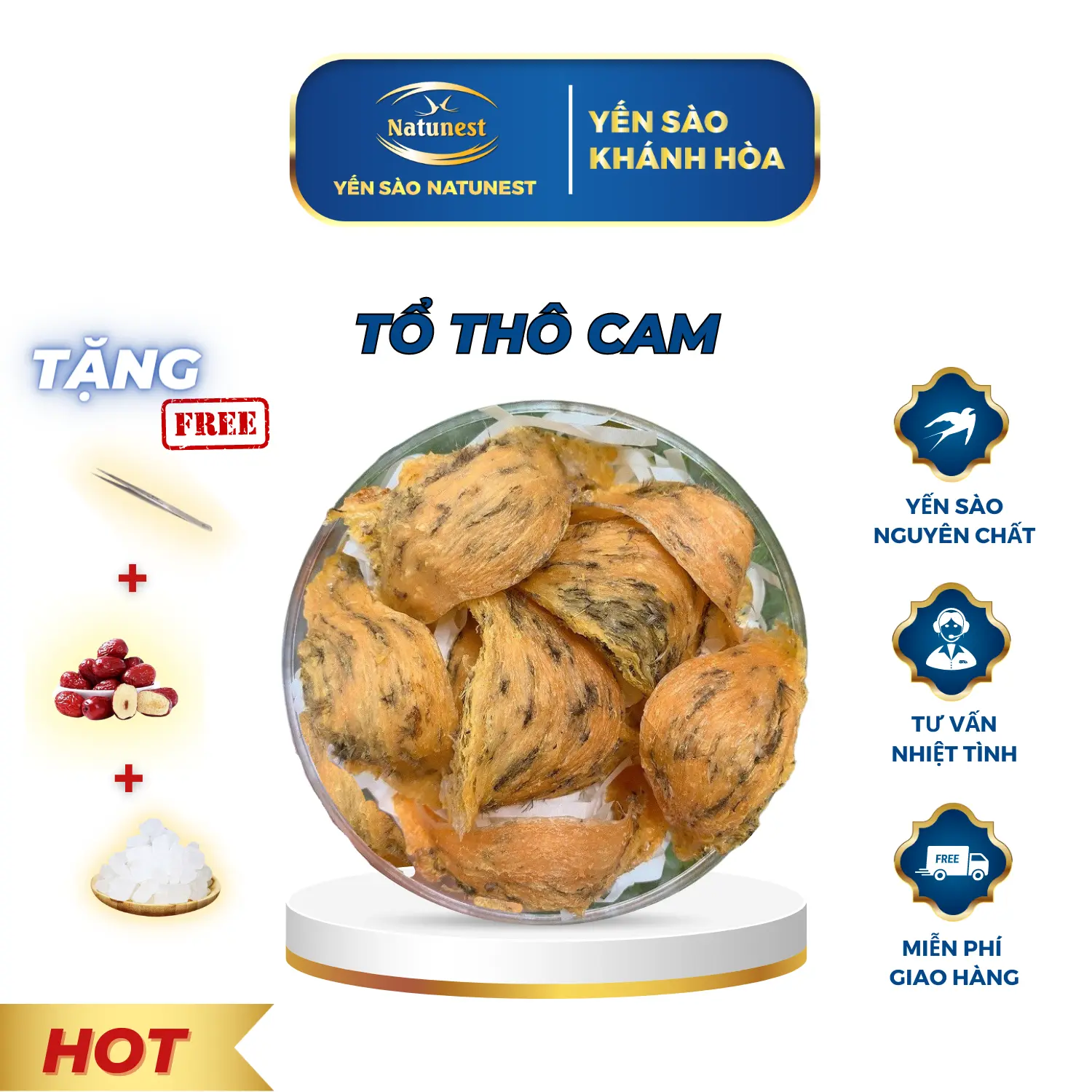 Tổ yến thô cam - Tặng nhíp, táo, đường - YẾN SÀO NATUNEST - YẾN SÀO KHÁNH HÒA