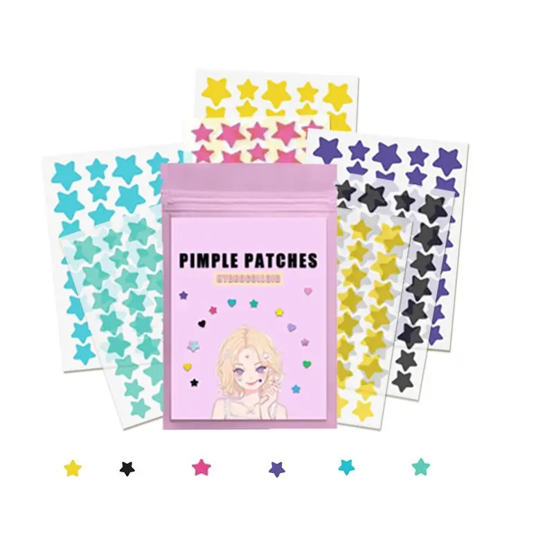 Colorful Star Shaped Acne Patches, Cute Acne Cover Patches, Hydrocolloid Acne & Pimple Strips, Skin Care Products for Women & Men 2