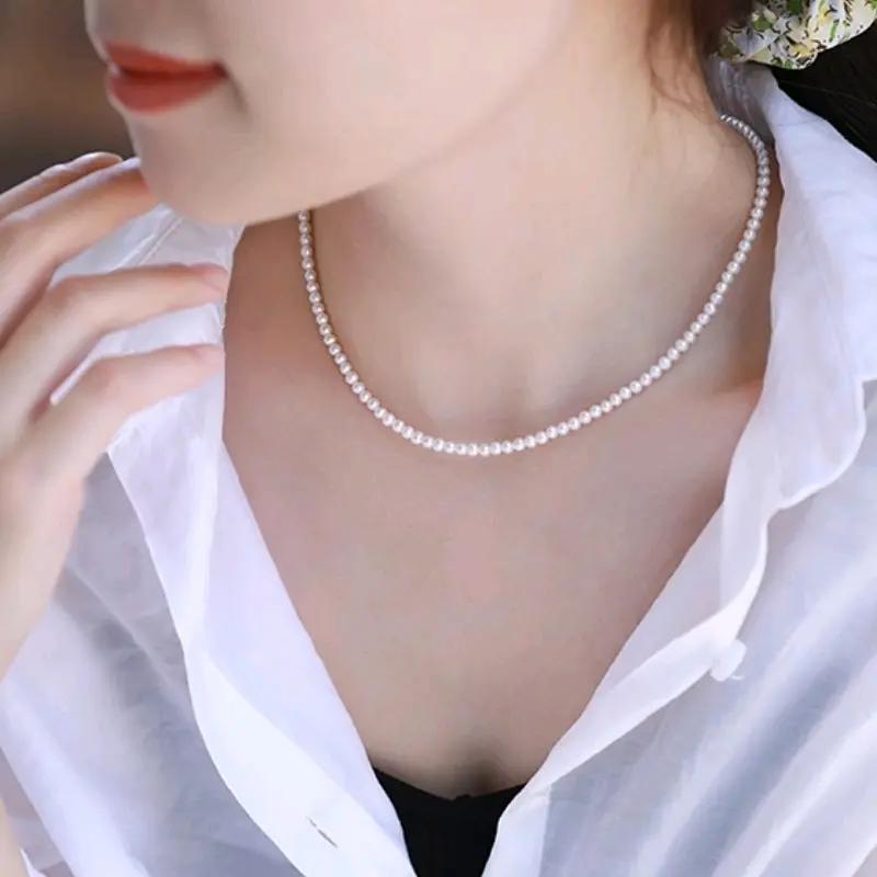 NC-173 Kalung Manik Warna Mutiara Polos Simple Cantik Aksesoris Korea