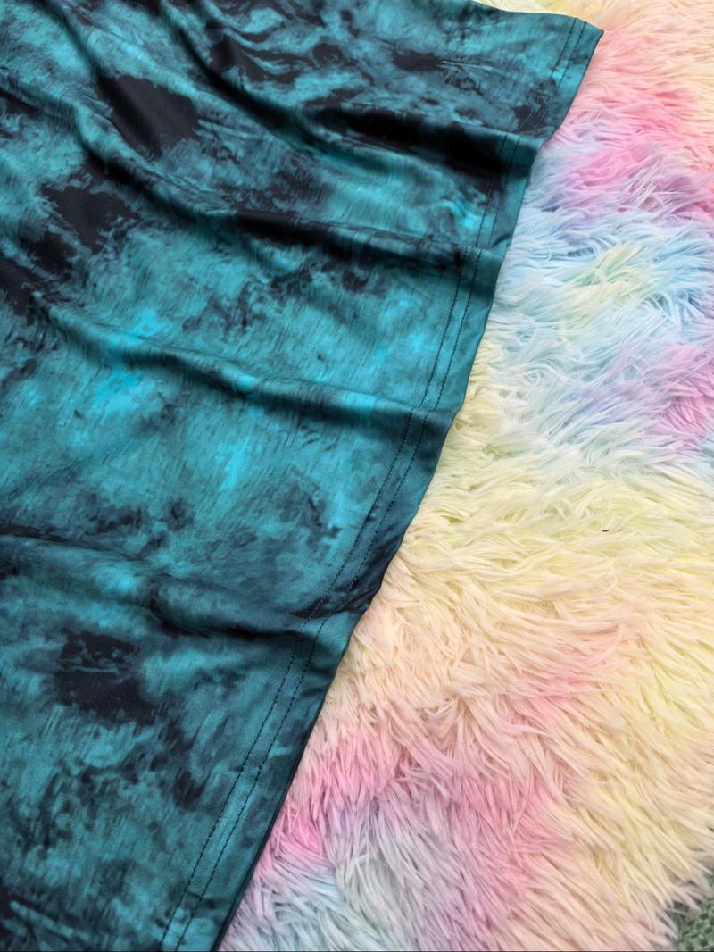 Product Introduction of 【Plus Size】 Tie Dye Print Lace Up Tee, Casual Short Sleeve T-shirt for Summer, Women's Plus Clothing for Daily Wear 5