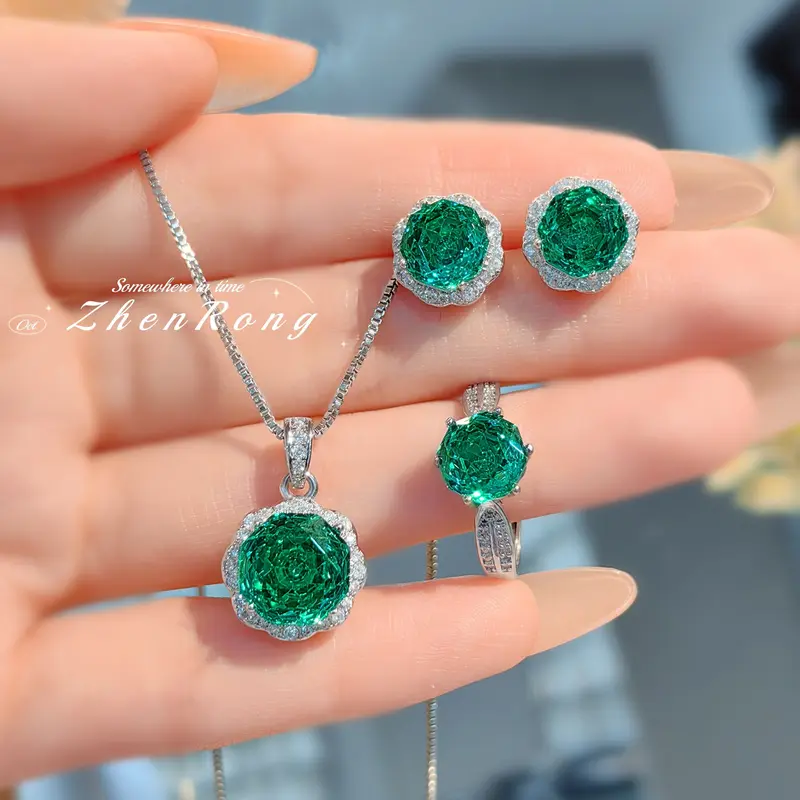 Mặt Dây Chuyền Vòng Cổ Roseparaiaban, Hình Bát Giác, Kim Cương Carbon Cao Và Tanzanite, Bông Tai Đinh tán, Vòng Hoa Hồng Nhẫn Hoa Tai 0
