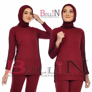 BULLIN Baju senam maroon list muslim standar dan jumbo / Baju atasan senam wanita