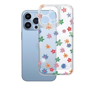 Full-screen small flowers, suitable for Apple 15 Pro Max phone case, iPhone 16 (transparent), 13 (fresh), 14 (soft case), 16 (trendy)
