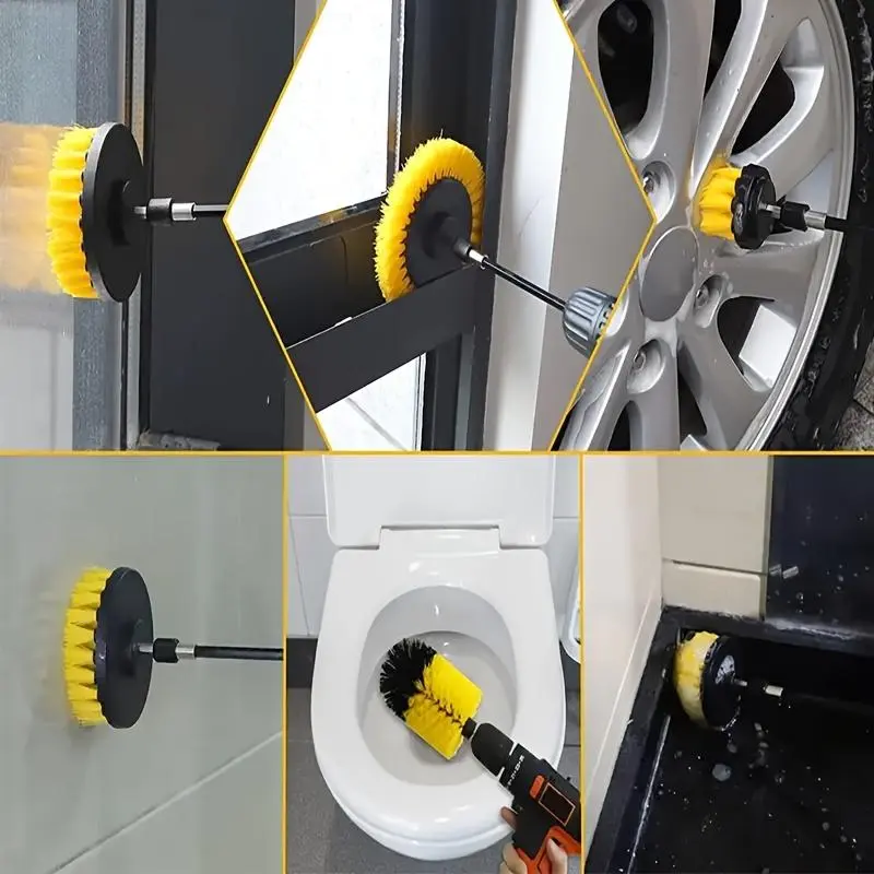 Universal Drill Brush Attachment Set, Electric Scrubber Cleaning Brush Tool Set For Grout Floors, Tub Shower Tile, Bathroom, Kitchen Surfaces and Automotive (Without Drill) 6