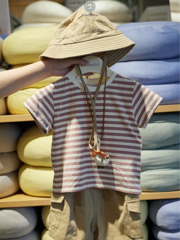 Áo Phông Cộc Tay Kẻ Ngang Cotton Mềm Mại Cho Bé - Bibibobo 3