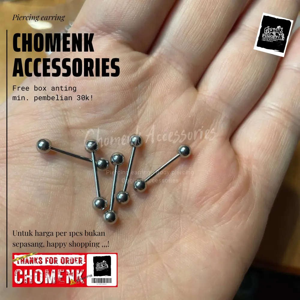 BARBEL TINDIK LIDAH BARBEL LIDAH PIERCING LIDAH TINDIK LIDAH TITANIUM 1PCS