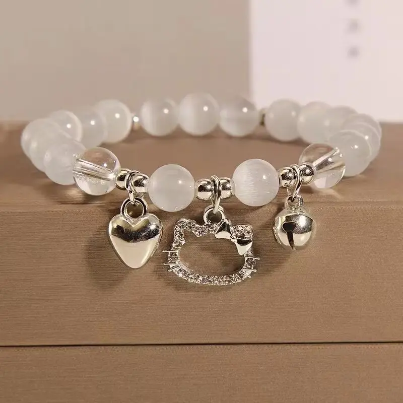 1/2/5/10pcs KT Cat Love Bell DIY Bracelet Handmade Beaded Girlfriend Bracelet for Girlfriend Gift Student