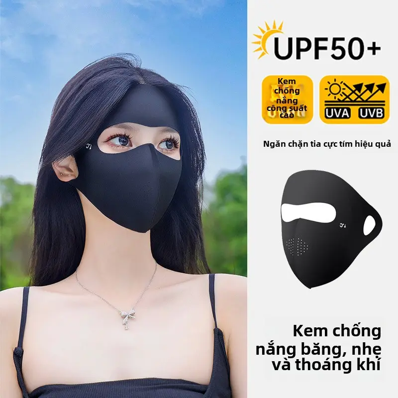 Mặt nạ che phủ lụa Lạnh Chống tia cực tím, thiết kế thời trang, bảo vệ toàn mặt, liền mạch, thích hợp cho mùa hè