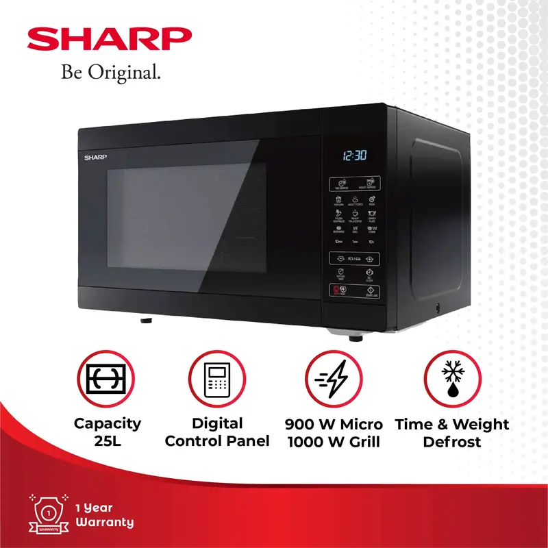 Sharp Microwave Oven Grill Digital 25 Liter R-725DA-BK 0