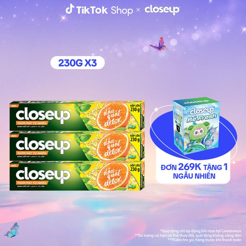 Combo 3 Kem đánh răng Closeup Trắng Răng Tự Nhiên Dầu Quất Detox 230g [1]