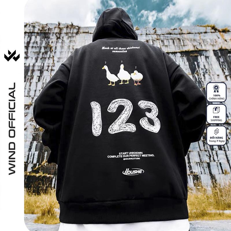 Áo hoodie form rộng WIND 123 Clothing Unisex thời trang nam nữ oversize Menswear Dài Tay Tay Dài