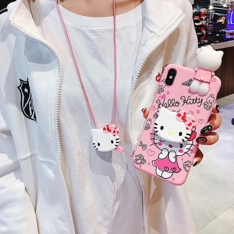 Product Introduction of Ốp Điện Thoại Hoạt Hình, Thiết Kế 3D, Dành Cho Huawei Y7, Y6, Y5 Pro, Pirme 2018, 2019, Y5P, Y6P, Y7A, Y7P, Y8P, Y6S, Có Giá Đỡ Và Dây Đeo Dây Đeo Dễ Thương Sanrio Hello Kitty, Ốp 4