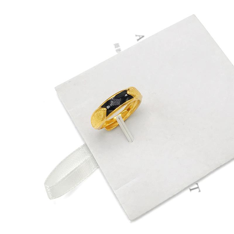 Product Introduction of Vietnam Placer Gold Ring Men's Fufa Fortune Dragon Word Live Mouth Ring Gold Plated Gilded Female Gem Mahjong Couple's Ring 28