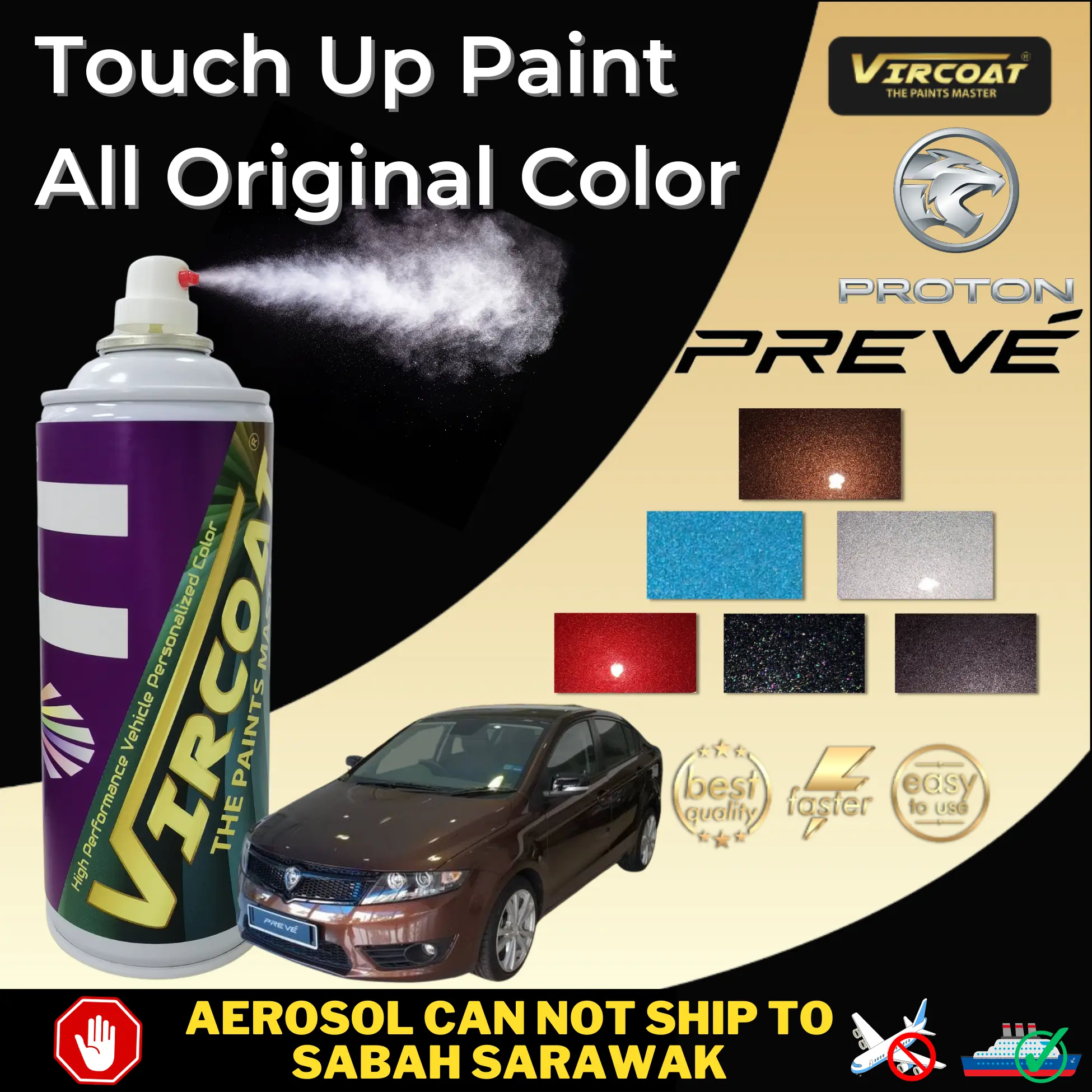 [Proton Preve] Touch Up Paint VIRCOAT Aerosol Spray Ideal Original ...