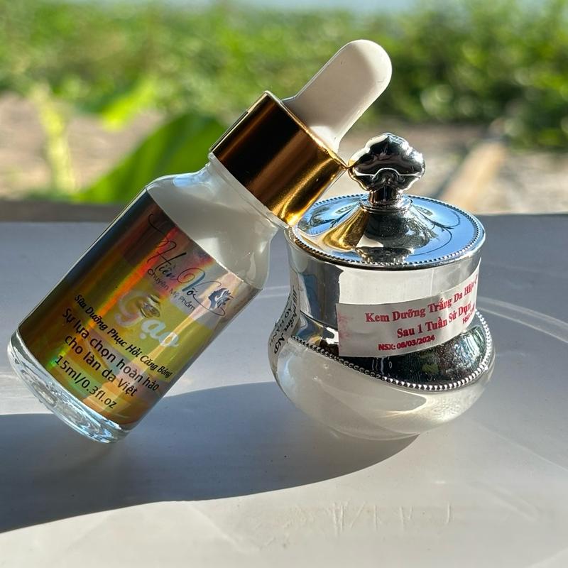 Combo dưỡng da mỏng đỏ serum gao kem sâm Không chứa cồn Skincare căng bóng mịn da trắng sáng cho da