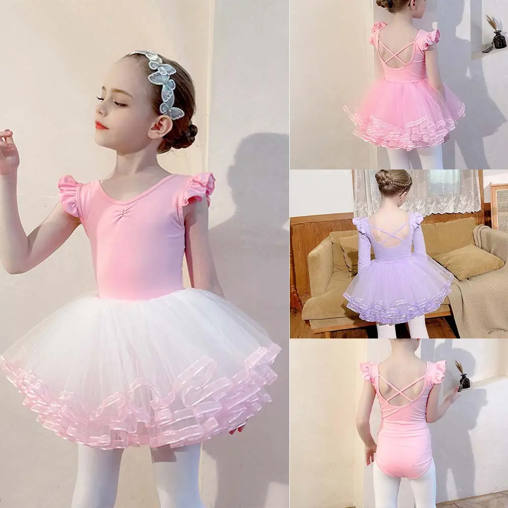 Váy Múa Ba Lê, Cho Bé Gái Và Trẻ Em, Bộ Đồ Hai Dây Thể Dục Dụng Cụ, ngắn Tay, Váy Đồ Mặc Khiêu Vũ Múa Ba Lê, Làm Bằng Bông Và Spandex, Thích Hợp Cho Trẻ Em Tập Gym, Bộ Đồ Hai Dây Trẻ Em, 450322