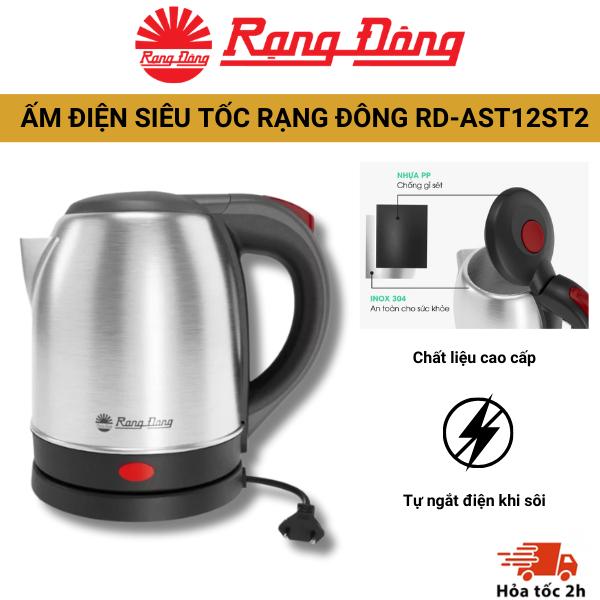 Ấm Điện Siêu Tốc Rạng Đông cao cấp inox 304 dung tích 1.8L-1.2L tự động ngắt khi sôi