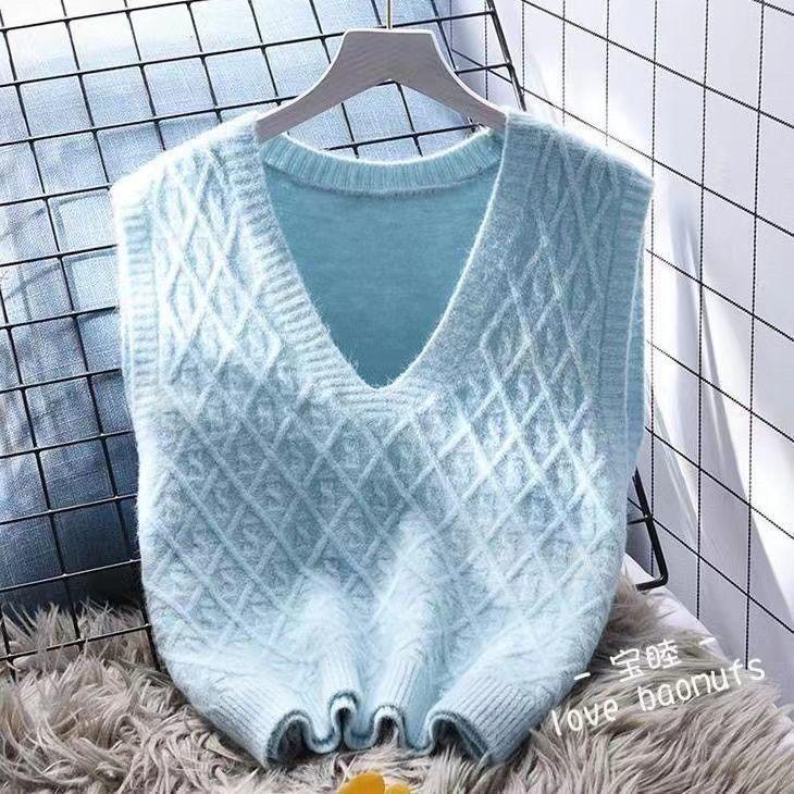 Áo Vest Dệt Kim, Màu Hồng Tươi Mới, Dáng Rộng Vừa Vặn, Có Thể Mặc Ngoài Trời, Hàng Mới Về 2024, Thích Hợp Cho Mùa Xuân Của Phụ Nữ, Áo Len, Dễ Phối Đồ, Phong Cách Đầu Xuân Top Women 0