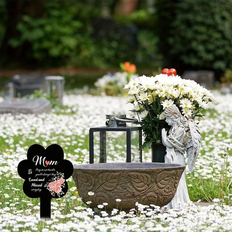 Acrylic Memorial Stake Decoration, Rose Design Outdoor Garden Grave Marker, Waterproof Stake for Lasting Memory, Suitable for Remembrance Ceremonies 4