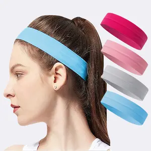 Ikat Rambut Olahraga Warna Solid Olahraga Kebugaran Menyerap Keringat Headband Non-Slip Nylon Monochrome Ikat Rambut Olahraga Wanita dan Pria Outdoor