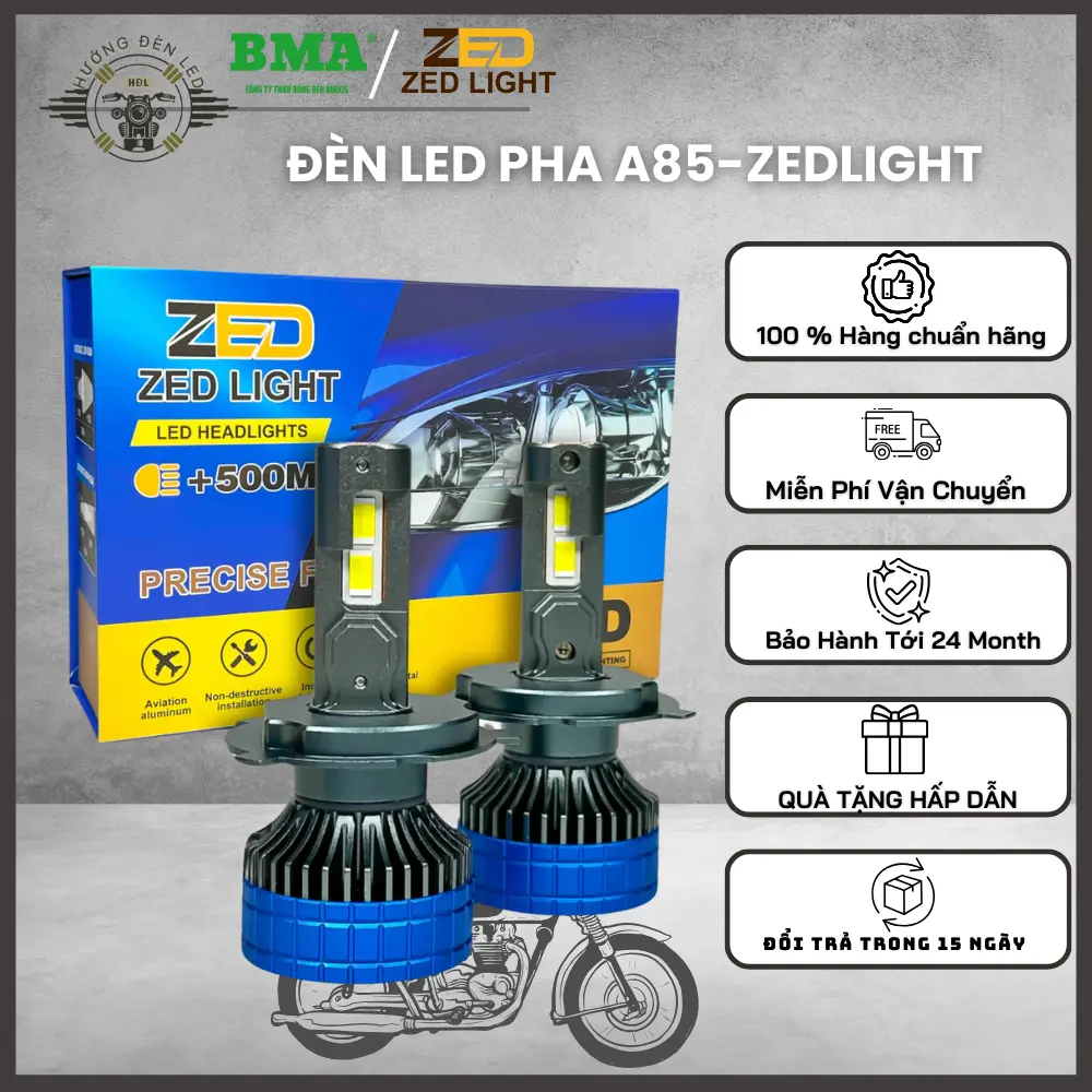 Hàng Chuẩn ZEDLIGHT - Đèn Pha LED A85 Công Suất Cao 85W 6000K Chuyên Lắp Oto, Xe Máy 12-24V ĐiệnBình