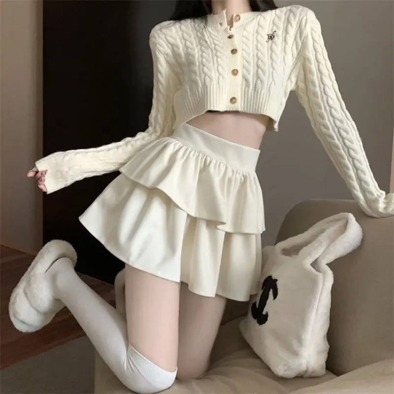 2024 New Ruffled Puff Short Skirt Female High Waist All-Matching A- line Tiered Skirt
