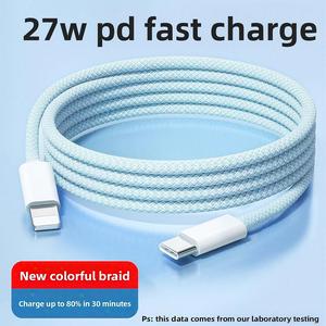 สายเคเบิลข้อมูลชาร์จเร็วแบบถัก, สีสันสดใส, PD27W, เข้ากันได้กับ Apple 13/14 Full Series, iPhone 14, สายชาร์จ พ า ว เ ว อ ร ์ แ บ ง ค ์  ลําโพงบลูทุท เคสไอแพดเจน 11 0.01ลูกค้าใหม่ 0.01ลูกค้าใหม่ส่งฟรี ขาตั้งกล้องโทรศัพท์ สายชาร์จไทป์ c ชาร์จเร็ว ชาญโปรแม็ก