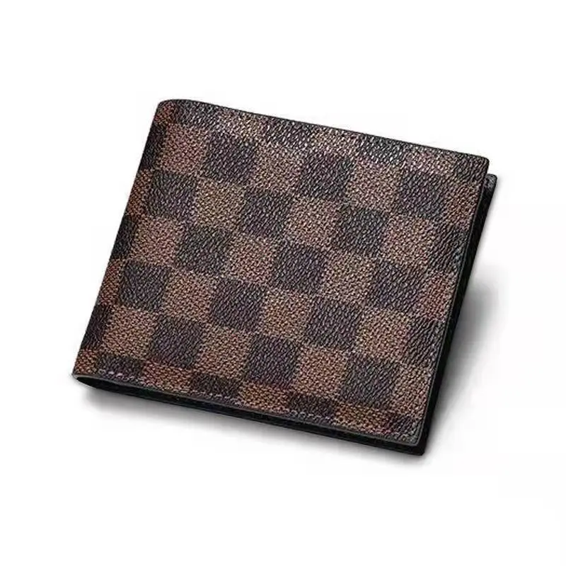 New Men's Plaid Wallet Short Wallet Simple Fashion Men's Wallet Trendy Men's Wallet