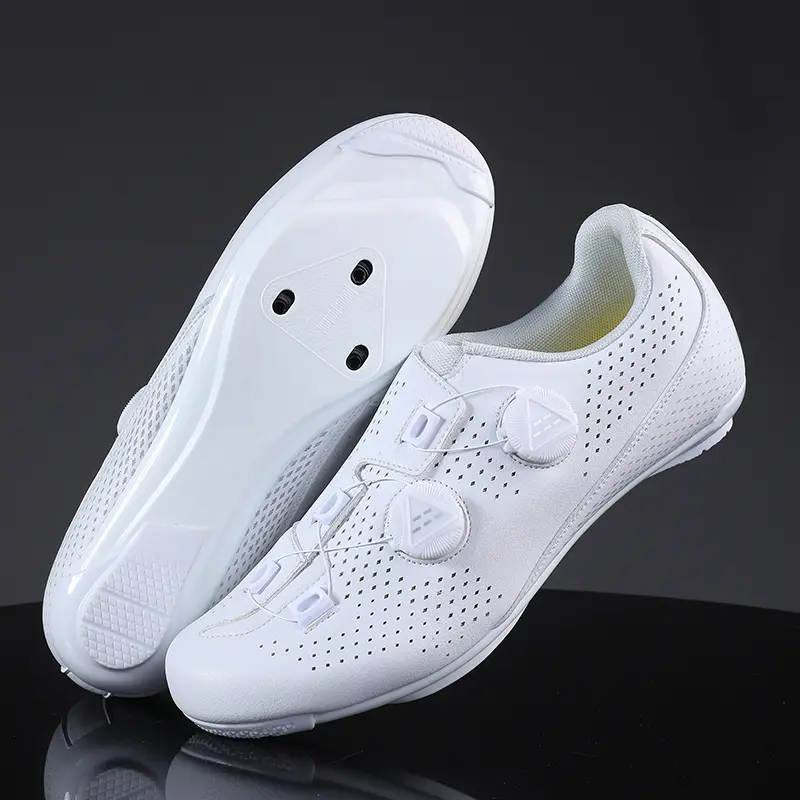 Road Cycling Shoes Men Speed Cycling Sneaker Cleat Shoes Spd Cycling Flat Pedal Shoes Bike Outdoor Footwear Self-Locking White