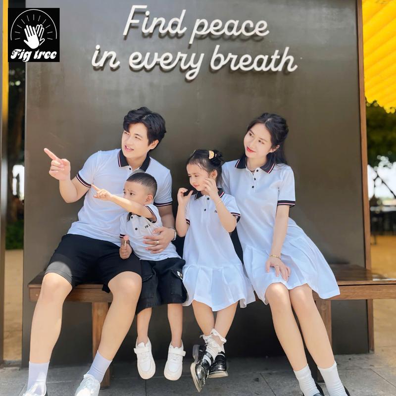  Đồ Gia Đình FIGTREE  Gía Lẻ 1 sp  -  Aó Và Đầm Nữ  Kiểu Đuôi Cá Thun Polo ,Màu Trắng phối Cổ Nhẹ Nhàng Chất Thun Cotton Cá Sấu Dày Dặn. 