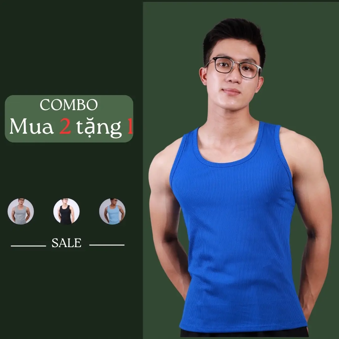 COMBO gân nhỏ(Mua 2 Tặng 1) Áo Ba Lỗ FLO Version1 Thun Gân Body Nam Co Giãn Menswear Top Cổ Tròn