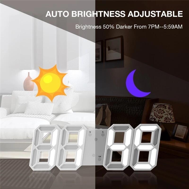 3D LED Digital Large Wall Clock Modern Glowing USB Table Watch Home Living Room Date Temperature Calendar Alarm Decorative Clocks 4
