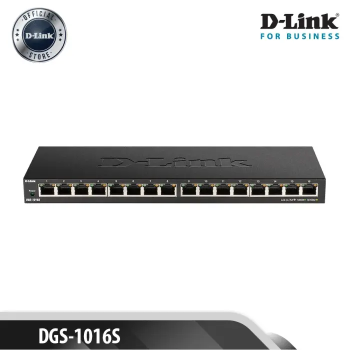 D-Link DGS-1016S 16-port Unmanaged Standalone Slim Gigabit Switch 0