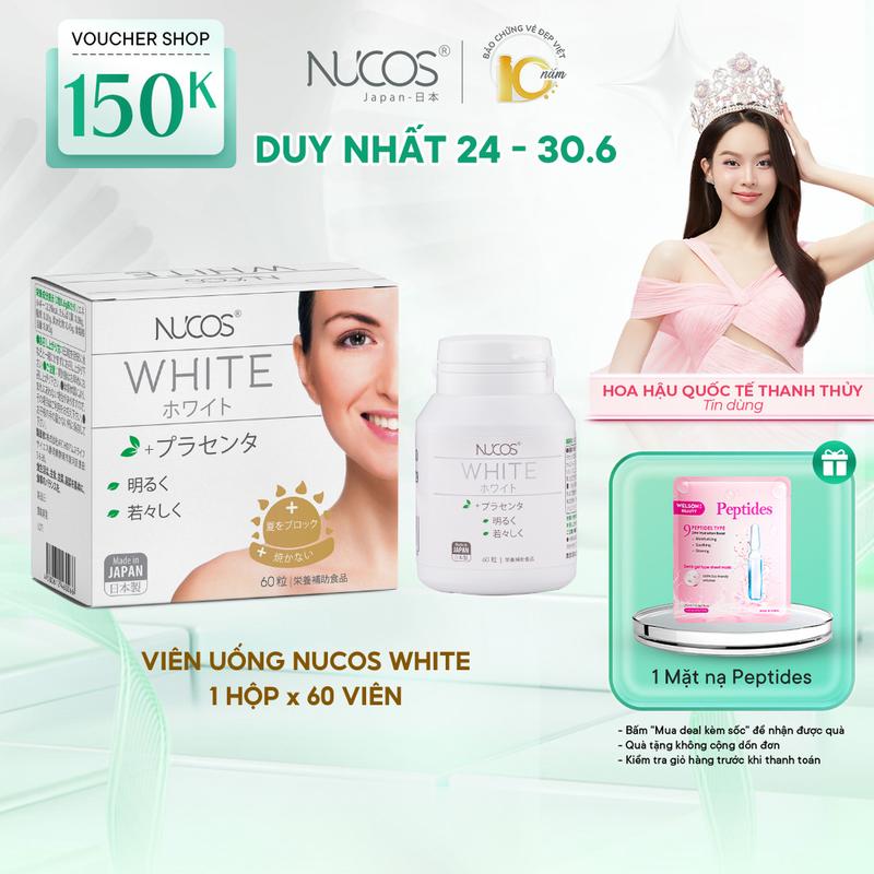 TPBVSK Viên Uống Trắng Da Nucos White Hỗ Trợ Mờ Thâm Nám Sáng Da Hộp 60 viên