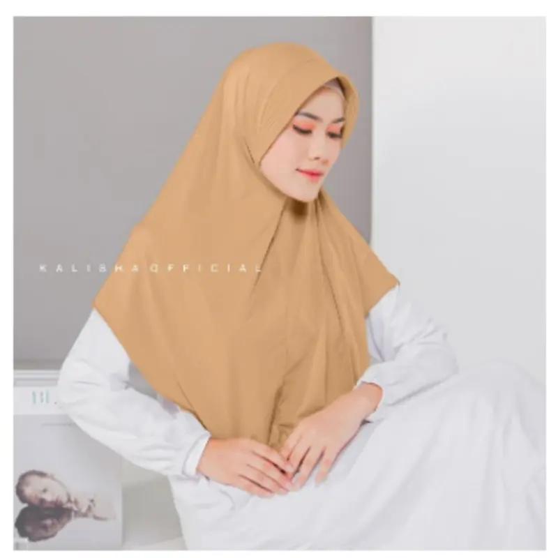 Kerudung Khimar Hijab Instan Jersey  Adem Polos Pet Tazkia Standar Cantik Panjang Simple Jilbab Muslim Daily Syari Wanita Terbaru 1
