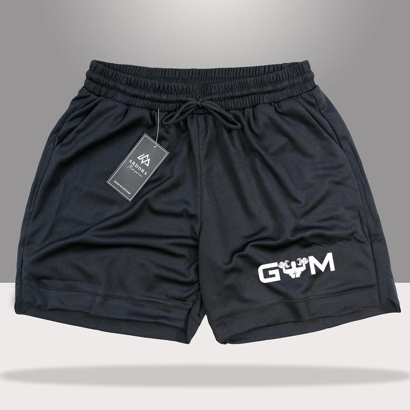 QUẦN ĐÙI THỂ THAO NAM - IN LOGO GYM 02 - MÈ THÁI THOÁNG KHÍ - SIZE 40-100KG