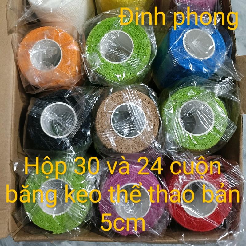 hộp 30& 24 cuộn băng keo thể thao băng quấn cổ tay cổ chân bản 5cm Bóng đá & Bóng đá trong nhà Navy Bóng đá & Bóng đá trong nhà Navy Fish bang  keocaosunon neymar  ankle tape