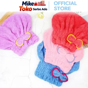 Mike Toko Serba Ada Handuk Kepala H763 Shower Cap Dry Hair Microfiber 26x27cm Cepat Kering Rambut Praktis Model Pita