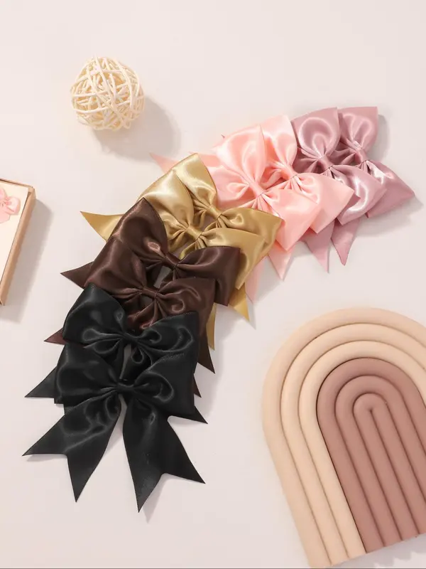 Solid Color Bow Decor Hair Clip, Elegant Fashion Hair Accessories for Women & Girls, Minimalist Headwear Suitable for Thick Hair 0