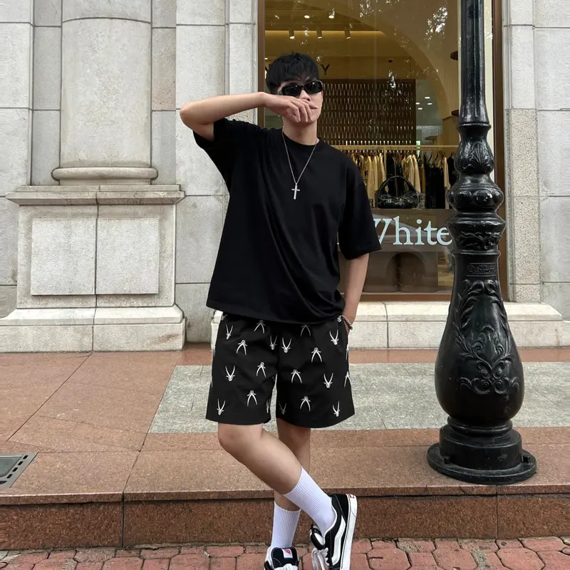 Quần short dù X-Lunacy form trên gối Nam nữ oversize streetwear Lunacy Có Túi 7