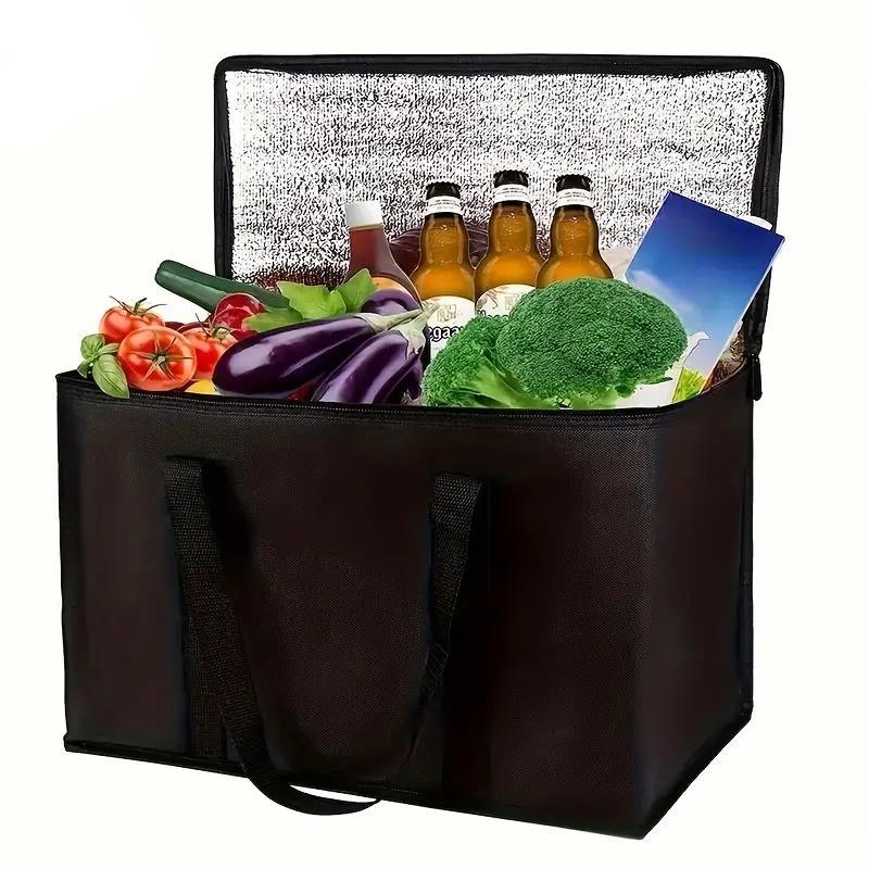 Insulated Bag, Reusable Grocery Tote, Lightweight & Sturdy Zipper Cooler Bag, Food Storage Bag For Home Kitchen 0